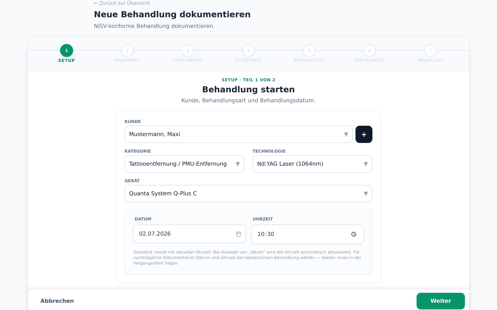 NiSV Medical Behandlungs-Assistent – Tattooentfernung mit Nd:YAG-Laser dokumentieren